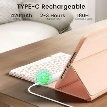 OPAKIT Air 5th/4th Pro 11 inch Case with Keyboard, 7-Color Backlit Detachable Keyboard Case with Pencil Holder, for Gen 2020/2022, Pro 4th/3rd/2nd/1st Gen, Rose Gold