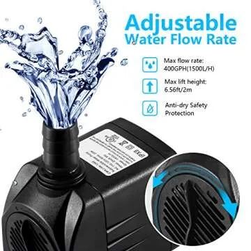 CWKJ Fountain Pump 400GPH Perfect for Aquariums and Ponds
