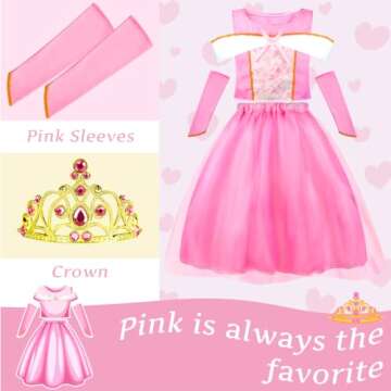 Meland Princess Dress Up - Dress Up Clothes for Girls with Toys,Christmas Birthday Gift for Toddler Girls 3,4,5,6,7,8 Years