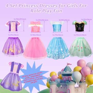 Meland Princess Dress Up - Dress Up Clothes for Girls with Toys,Christmas Birthday Gift for Toddler Girls 3,4,5,6,7,8 Years