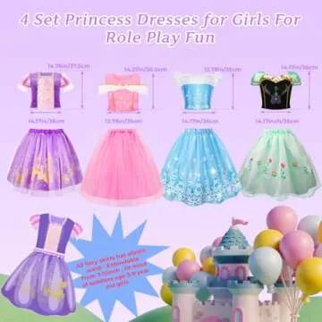 Meland Princess Dress Up - Dress Up Clothes for Girls with Toys,Christmas Birthday Gift for Toddler Girls 3,4,5,6,7,8 Years