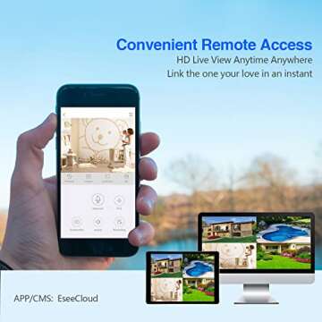 Cromorc 10CH Expandable Wireless Security Camera System with 10.1" Monitor 4pcs 5MP Indoor Outdoor Camera 1-Way Audio Night Vision Motion Detection Home Business CCTV Surveillance 1TB HDD