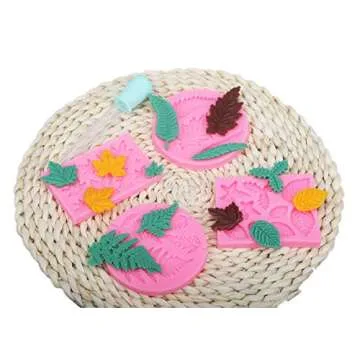 MILIVIXAY 4pcs/set Leaf Molds,Maple Leaves Jelly Mold, Fern Leaves Silicone Molds for Fondant, Soap Embed Molds, Wax Embeds,clay Mold, Wax Melts Molds,candy Mold for Cake Cupcake Topper Decorations .