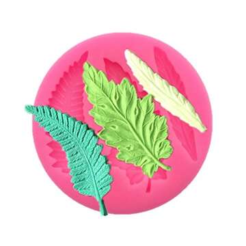 MILIVIXAY 4pcs/set Leaf Molds,Maple Leaves Jelly Mold, Fern Leaves Silicone Molds for Fondant, Soap Embed Molds, Wax Embeds,clay Mold, Wax Melts Molds,candy Mold for Cake Cupcake Topper Decorations .