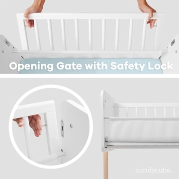 Comfy Cubs Wooden Bedside Bassinet Sleeper for Newborns