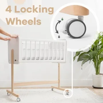 Comfy Cubs Wooden Bedside Bassinet Sleeper for Newborns