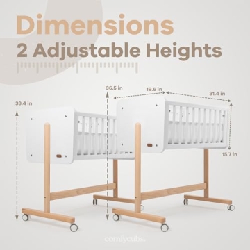 Comfy Cubs Wooden Bedside Bassinet Sleeper for Newborns