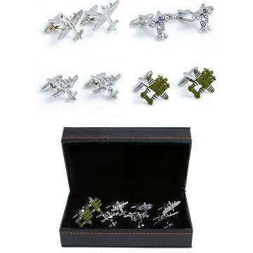 MRCUFF Airplane Cufflinks - 4 Pairs Gift Box