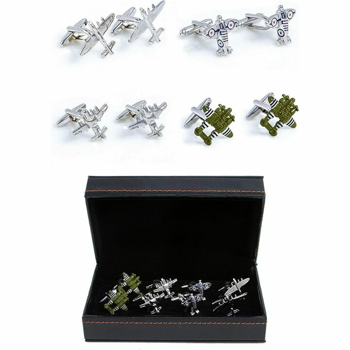 MRCUFF Airplane Cufflinks - 4 Pairs Gift Box