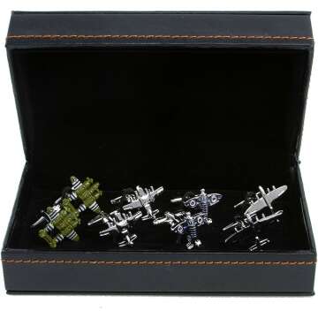MRCUFF Airplane Cufflinks - 4 Pairs Gift Box