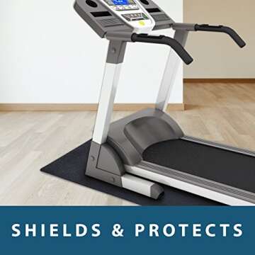 MotionTex Exercise Equipment Mat for Under Treadmill, Rowing Machine, Elliptical, Fitness Equipment, Home Gym Floor Protection, 36" x 72", Black