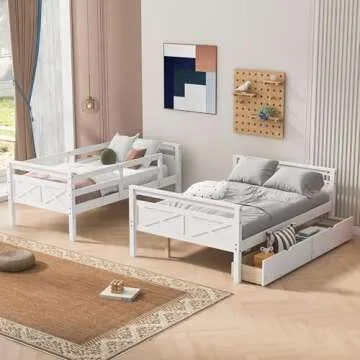 Merax Twin Over Full Bunk Bed with Storage & Safety Features