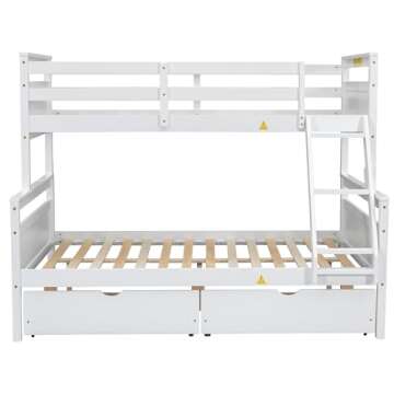 Merax Twin Over Full Bunk Bed with Storage & Safety Features