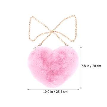 FENICAL Cellphone Purse Plush Heart Shaped Crossbody Bag with Chain Cute Fluffy Shoulder Bag for Wom...