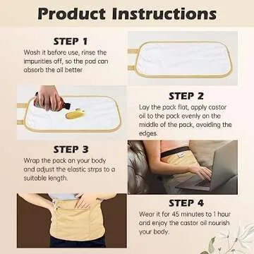 Castor Oil Pack, Pedobi Castor Oil Pack Wrap Organic Cotton Reusable & Highly Absorbent Castor Oil Pack Compress for Liver Detox, Insomnia, Constipation