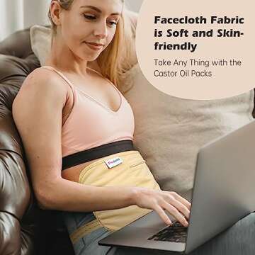 Castor Oil Pack, Pedobi Castor Oil Pack Wrap Organic Cotton Reusable & Highly Absorbent Castor Oil Pack Compress for Liver Detox, Insomnia, Constipation