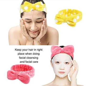 8 Pack Spa Headband, Coral Fleece Makeup Headband Cosmetic Headband for Washing Face, Bow Headbands for Shower Terry Cloth Headbands for Women Facial Hair Band