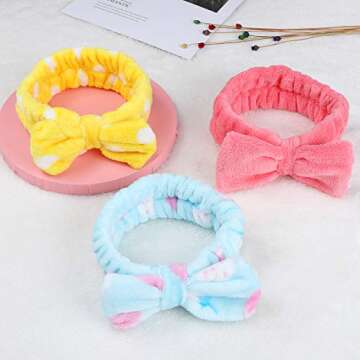 8 Pack Spa Headband, Coral Fleece Makeup Headband Cosmetic Headband for Washing Face, Bow Headbands for Shower Terry Cloth Headbands for Women Facial Hair Band