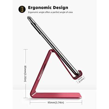 Lamicall Cell Phone Stand, Phone Dock : Cradle, Holder, Stand, Compatible with Phone 12 Mini 11 Pro Xs Xs Max Xr X 8 7 6 6s Plus 5 5s 5c All Android Smartphone Charging, Accessories Desk - Red