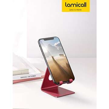 Lamicall Cell Phone Stand, Phone Dock : Cradle, Holder, Stand, Compatible with Phone 12 Mini 11 Pro Xs Xs Max Xr X 8 7 6 6s Plus 5 5s 5c All Android Smartphone Charging, Accessories Desk - Red