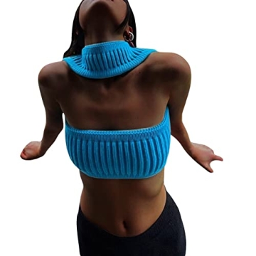 KMBANGI Strapless Ribbed Knitted Tube Top - Fashionable Crop Top for Summer