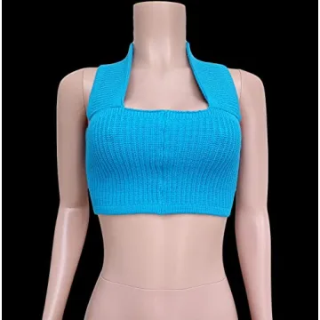 KMBANGI Women's Knitted Strapless Crop Top for Summer