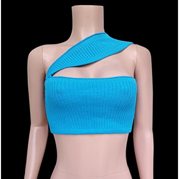 KMBANGI Women's Knitted Strapless Crop Top for Summer