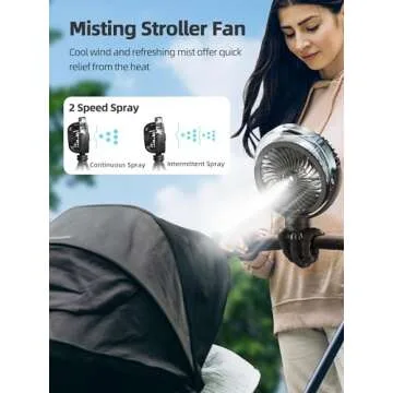 Misting Stroller Fan with 6000mAh Battery & LED Light - Ultimate Cooling Solution