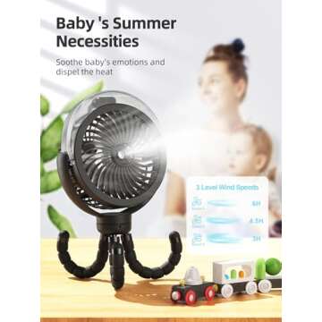 Portable Misting Fan with Rechargeable Battery & Light