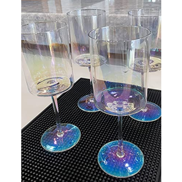 Gnimihz Iridescent Wine Glass Set 4 Handcrafted 16oz