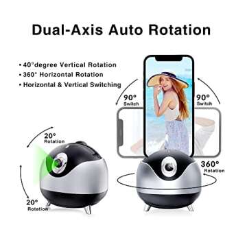 Auto Face Tracking 360 Camera Tripod for Cell Phone Rotating with Remote, iyesku 2-Axis Smart AI Face Recognition 360 Selfie Stick Rotation Tripod Mobile Phone Holder TikTok Camera Tripod (Black)
