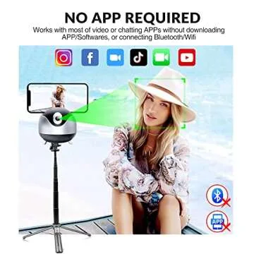 Auto Face Tracking 360 Camera Tripod for Cell Phone Rotating with Remote, iyesku 2-Axis Smart AI Face Recognition 360 Selfie Stick Rotation Tripod Mobile Phone Holder TikTok Camera Tripod (Black)