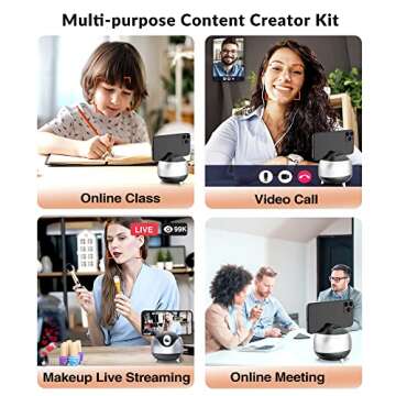 Auto Face Tracking 360 Camera Tripod for Cell Phone Rotating with Remote, iyesku 2-Axis Smart AI Face Recognition 360 Selfie Stick Rotation Tripod Mobile Phone Holder TikTok Camera Tripod (Black)