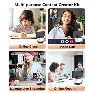 Auto Face Tracking 360 Camera Tripod for Cell Phone Rotating with Remote, iyesku 2-Axis Smart AI Face Recognition 360 Selfie Stick Rotation Tripod Mobile Phone Holder TikTok Camera Tripod (Black)