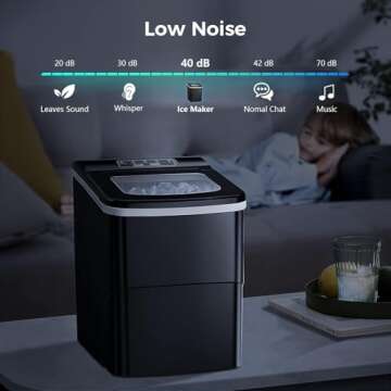 Ice Makers Countertop with Self-Cleaning, 22lbs/24hrs, 9 Cubes Ready in 6 Mins, Portable Ice Machine with 2 Sizes Bullet Ice/Ice Scoop/Basket