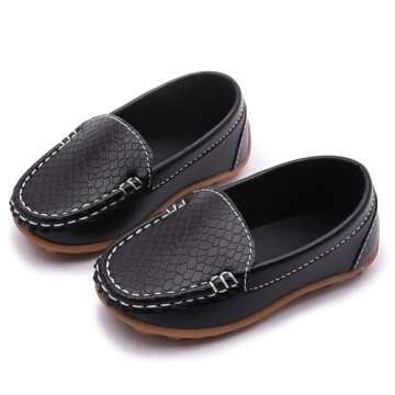 LONSOEN Toddler/Little Kid Boys Girls Soft Synthetic Leather Loafer Slip-On Boat-Dress Shoes/Sneaker...