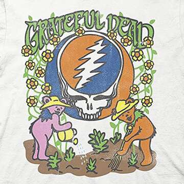 Mens Grateful Dead Rock Shirt - Grateful Dead Steal Your Face Skull Dancing Bear Vintage Tee (White ...