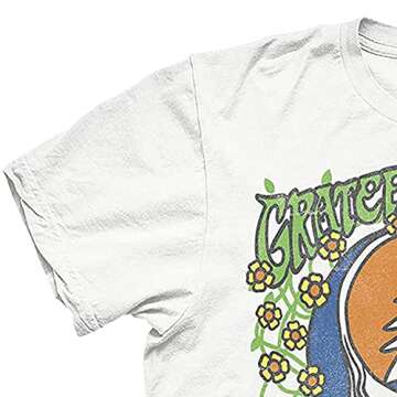 Mens Grateful Dead Rock Shirt - Grateful Dead Steal Your Face Skull Dancing Bear Vintage Tee (White Garden, Medium)