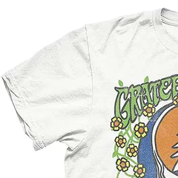 Mens Grateful Dead Rock Shirt - Grateful Dead Steal Your Face Skull Dancing Bear Vintage Tee (White Garden, Medium)