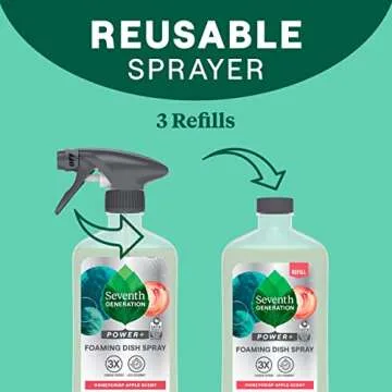 Seventh Generation Foaming Dish Spray Pack of 3 Eco-Friendly Dish Cleaner