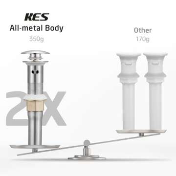 KES All Metal Bathroom Sink Drain with Strainer Basket Hair Catcher Anti Clog Pop Up Drain Stopper for Vanity Vessel Sink with Overflow, Rustproof 18/8 Stainless Steel Brushed Nickel S2013A-BN