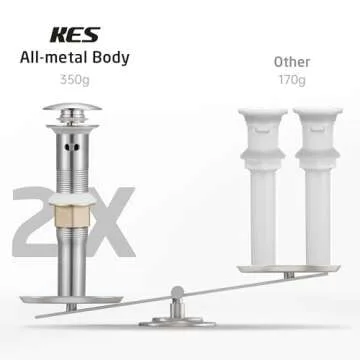 KES All Metal Bathroom Sink Drain with Strainer Basket Hair Catcher Anti Clog Pop Up Drain Stopper for Vanity Vessel Sink with Overflow, Rustproof 18/8 Stainless Steel Brushed Nickel S2013A-BN
