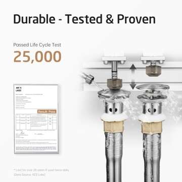 KES All Metal Bathroom Sink Drain with Strainer Basket Hair Catcher Anti Clog Pop Up Drain Stopper for Vanity Vessel Sink with Overflow, Rustproof 18/8 Stainless Steel Brushed Nickel S2013A-BN