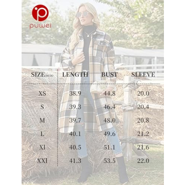 Stylish PUWEI Women's Tartan Shacket for Every Occasion