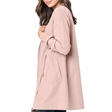 BLENCOT Womens Ladies Cute Autumn Thin Coat Front Zipper Open Front Suede Jacket Comfy Basic Outerwear Windbreaker Pink Small