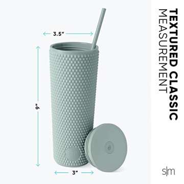Simple Modern Plastic Matte Studded Tumbler with Lid and Straw | Reusable BPA Free Iced Coffee Cups Double Wall Smoothie Cup | Gifts for Women Men Him Her | Classic Collection | 24oz | Graphite
