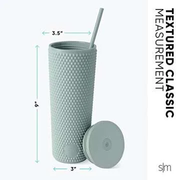 Simple Modern Plastic Matte Studded Tumbler with Lid and Straw | Reusable BPA Free Iced Coffee Cups Double Wall Smoothie Cup | Gifts for Women Men Him Her | Classic Collection | 24oz | Graphite