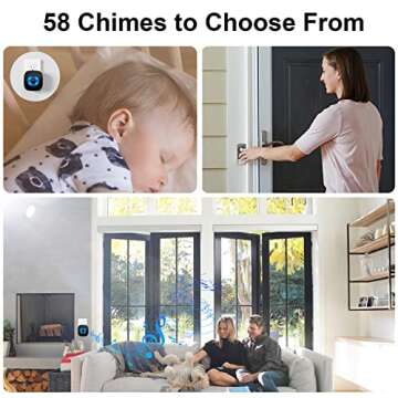Wireless Doorbell - PHYSEN Door bell Chimes with Mute Mode - 58 Ringtones&5 Volume Levels Operating at 1300-ft Range LED Strobe, 2 Transmitters+3 Receivers Waterproof Doorbell Kit for Home/Classroom