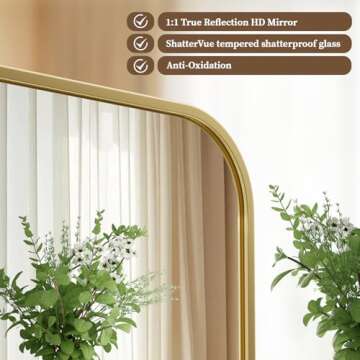 BEAUTYPEAK 26" x 38" Rectangular Aluminum Alloy Frame Wall Mounted Bathroom Mirror with Rounded Corn...