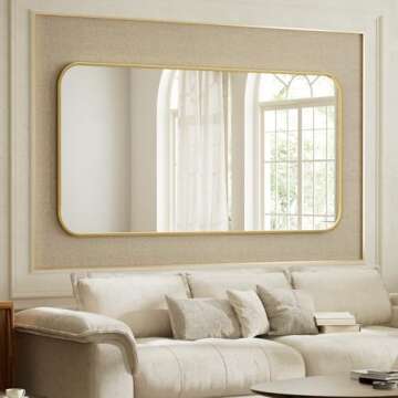 BEAUTYPEAK 26" x 38" Rectangular Aluminum Alloy Frame Wall Mounted Bathroom Mirror with Rounded Corners, Gold